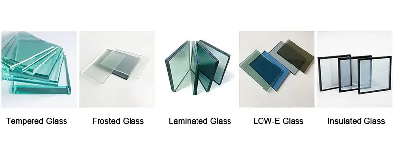 Tempered, frosted, laminated, Low-E and insulated glass samples