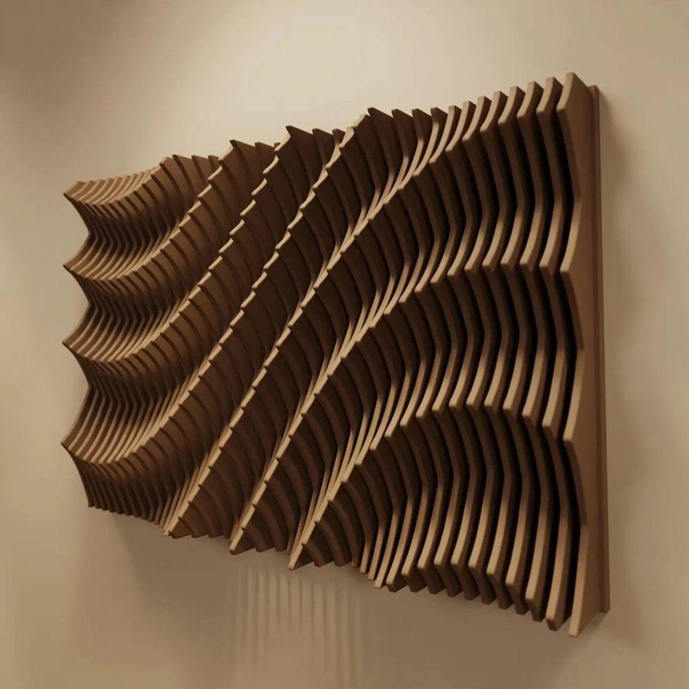 Sculpted wave-pattern acoustic art panel